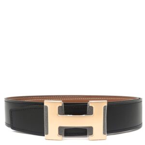 エルメス HERMES ベルト コンスタンスH ＃75 ボックスカーフ トゴ ブラック×ゴールド #75 ピンクゴールド金具 新品 未使用 Hバックル ローズゴールド金具 W 【箱】 【中古】未使用保管品