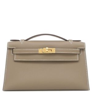 エルメス HERMES ハンドバッグ ポシェットケリー ミニ ヴォースイフト エトゥープ ゴールド金具 新品 未使用 グレージュ ミニバッグ K刻印(2025年製) 【箱】 【中古】
