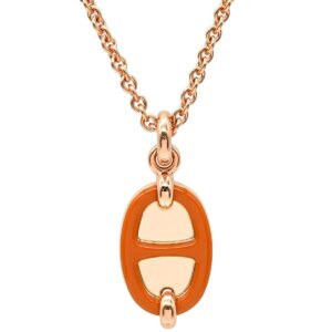 エルメス HERMES ネックレス ミニマイヨン ペンダント GP エナメル オレンジXピンクゴールド シェーヌダンクルモチーフ PG金具 【中古】