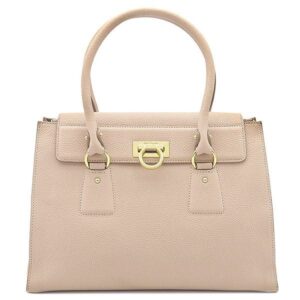 サルヴァトーレ・フェラガモ Salvatore Ferragamo 2WAYバッグ ガンチーニ レザー ベージュ ゴールド金具 ハンドバッグ ショルダーバッグ ピンクベージュ 【箱】 【中古】