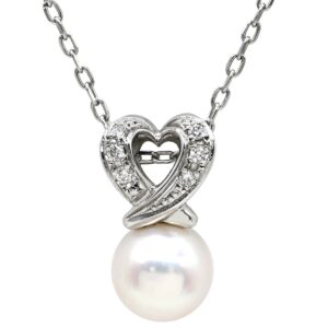 ミキモト MIKIMOTO ネックレス パール ダイヤ ペンダント パールホワイト×ホワイトゴールド MIKIMOTO 真珠 1粒 Au750 WG 【ケース】 【中古】中古美品