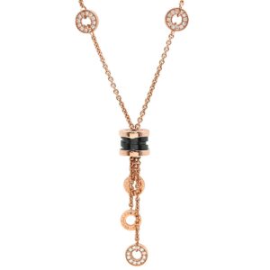 ブルガリ BVLGARI ネックレス ビーゼロワン エレメント ダイヤネックレス ブラック×ピンクゴールド 750PG 18K 黒セラミック 【中古】中古美品