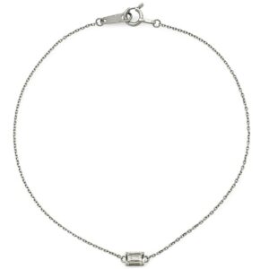ブレスレット ダイヤ 0.10ct プラチナシルバー 1P 1粒 1石 バゲットカット プラチナ チェーン 【中古】
