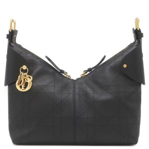 クリスチャン・ディオール Christian Dior ショルダーバッグ Voyage バッグ ミディアム カーフ ブラック ゴールド金具 ヴォヤージュ マクロカナージュ M2846UNUO_M900 【箱】 【中古】