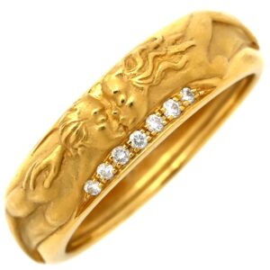 カレライカレラ Carrera y Carrera リング 指輪 彫刻モチーフリング イエローゴールド ＃61 750YG 18金 ダイヤ 20号 【中古】