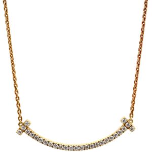 ティファニー Tiffany & Co ネックレス Tスマイル ペンダント ミディアム ダイヤモンド イエローゴールド Au750 Tiffany T smile 【中古】中古品