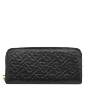 バーバリー BURBERRY 長財布 TBモノグラム エンボス レザー ブラック ゴールド金具 黒 TBロゴ ラウンドファスナー 8011601 【中古】
