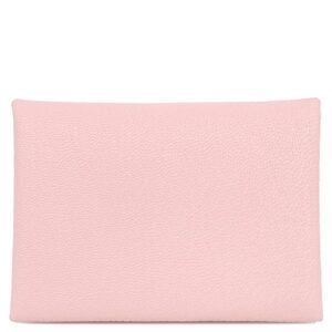 エルメス HERMES カードケース カルヴィ デュオ シェーブル ローズサクラ シルバー金具 フラグメントケース 2025年製 K 【箱】 【中古】