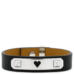 エルメス HERMES ブレスレット アスドゥクール ハート スイフト メタル ブラック×シルバー T2 レザーブレス 黒 Y 【中古】中古美品