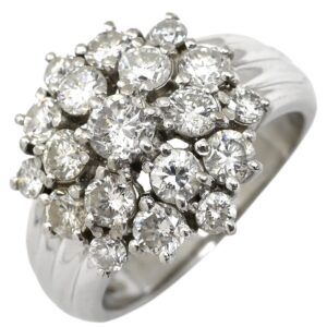 リング 指輪 ダイヤモンド 2.12ct プラチナシルバー プラチナ フラワーモチーフ クラスターリング 12.5号 【中古】中古品