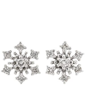 4℃ 4℃ ピアス ダイヤ デザインピアス ホワイトゴールド 18K 750 WG 雪の結晶 スノーフレーク 両耳用 【中古】中古美品