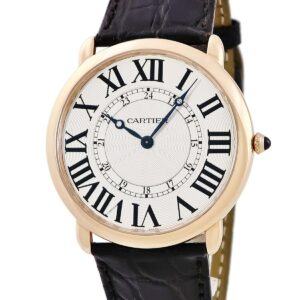 カルティエ Cartier ロンド ルイ カルティエ XL W6801004 K18PG無垢 ローマン 青針 ギョウシェ メンズ 腕時計手巻き シルバー 【中古】