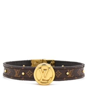 ルイヴィトン LOUIS VUITTON ブレスレット ブラスレ LVサークル リバーシブル モノグラムキャンバス レザー ブラウン×ブラック ゴールド金具 茶 黒 モノグラム M6173E BC1119 【中古】中古美品