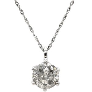 ネックレス ダイヤモンド 1.00ct ペンダント プラチナシルバー 1石 1粒 ラウンドブリリアントカット プラチナ 【中古】中古美品