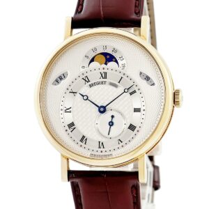 ブレゲ BREGUET クラシック デイデイト ムーンフェイズ 7337BA/1E/9V6 K18YG無垢 ブレゲ針 オフセンター メンズ 腕時計自動巻き シルバー 【中古】中古美品