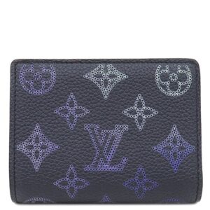 ルイヴィトン LOUIS VUITTON 二つ折り財布 ポルトフォイユ クレア モノグラムマヒナ ネイビー シルバー金具 グラデーション フライトモード M81171 RFID 【箱】 【中古】