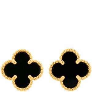 ヴァンクリーフアーペル Van Cleef & Arpels ピアス スウィート アルハンブラ ブラック×イエローゴールド 黒 オニキス 750 YG 18K 両耳用 VCARA44900 【中古】
