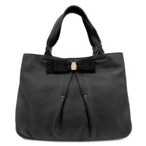 サルヴァトーレ・フェラガモ Salvatore Ferragamo トートバッグ ヴァラリボン レザー キャンバス ブラック ブロンズ金具 黒 トート AU-21 B665 【保存袋】 【中古】中古美品