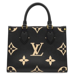 【★3％OFFクーポン】ルイヴィトン LOUIS VUITTON ハンドバッグ オンザゴー PM モノグラムアンプラント ブラック×ベージュ ゴールド金具 M45659 RFID 【中古】中古美品