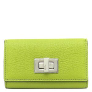 フェンディ FENDI キーケース ピーカブー セレリア 6連 レザー グリーン×ブラウン シルバー金具 緑 茶 【箱】 【中古】