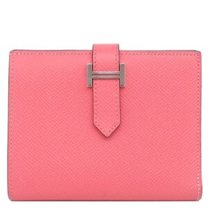 エルメス HERMES 二つ折り財布 ベアンコンパクト ヴォーエプソン ローズアザレ シルバー金具 ピンク W 【箱】 【中古】