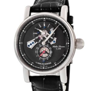 クロノスイス CHRONOSWISS フライング レギュレーター オープンギア CH-8753-BKBK スモールセコンド 黒 メンズ 腕時計自動巻き ブラック 【中古】中古美品