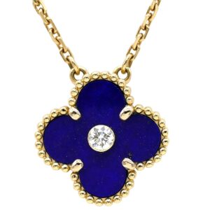ヴァンクリーフアーペル Van Cleef & Arpels ネックレス ヴィンテージ アルハンブラ パープル×イエローゴールド 紫 750PG 18K 2010年ホリデー ラピス ダイヤ 【中古】中古美品