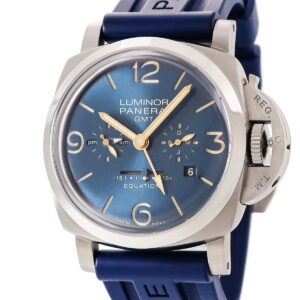パネライ PANERAI ルミノール 1950 イクエーションオブタイム 8デイズ GMT チタニオ PAM00670 OH済 V番 均時差 メンズ 腕時計手巻き ブルー 【中古】
