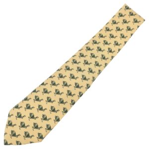 エルメス HERMES ネクタイ アニマル柄 8.5cm シルク イエロー×グリーン 黄色 カンガルー 【中古】