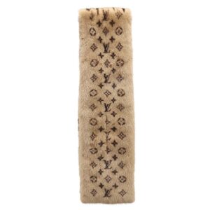 【★3％OFFクーポン】ルイヴィトン LOUIS VUITTON マフラー エシャルプ ミンク シルク ベージュ×ブラウン モノグラム レオパード ヒョウ柄 M67414 BX0198 【箱】 【中古】中古美品