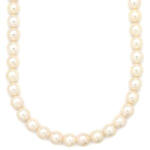 ネックレス 8mm パール ペンダント パールホワイト 真珠 あこや アコヤ ホワイト 白 silver 44cm 一連 ワンタッチ クラスプ 花形 【中古】