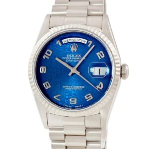ロレックス ROLEX デイデイト 36 18239 メーカーOH済 T番 K18WG無垢 コンピューター ポストヴィンテージ メンズ 腕時計自動巻き ブルー 【中古】中古美品