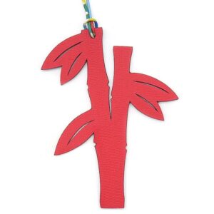 エルメス HERMES バッグチャーム プティアッシュ バンブー ヴォーエプソン トゴ レッド×ブラウン 赤 茶 竹 チャーム petit H 【中古】新品同様品