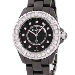 シャネル CHANEL J12 38mm H2428 純正ダイヤ 黒 ブラック セラミック デイト メンズ 腕時計クオーツ ブラック 【中古】
