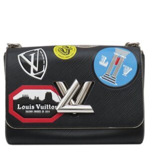 ルイヴィトン LOUIS VUITTON ショルダーバッグ ワールドツアー ツイストMM エピレザー ノワール シルバー金具 黒 ワッペン風 ステッカーモチーフ M52105 FL3146 【保存袋】 【中古】