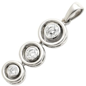 ペンダントトップ ダイヤ プラチナシルバー 3石 3連 ドロップ 【中古】