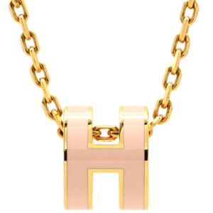 エルメス HERMES ネックレス ポップアッシュ ミニ ペンダント GP ラッカー ロージュドラジェ×ゴールド ピンク Hモチーフ 新品 未使用 【箱】 【中古】