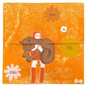 エルメス HERMES スカーフ カレ45 ガヴロッシュ シルク オレンジ×アプリコット×カネル 新品 未使用 【AMIS POUR LA VIE/生涯の友人】 【箱】 【中古】未使用保管品