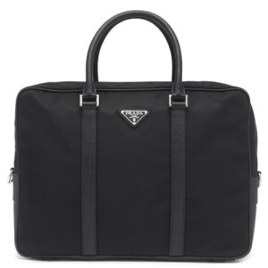 プラダ PRADA 2WAYバッグ ナイロン ブリーフケース ナイロン レザー ブラック シルバー金具 黒 ビジネスバッグ ショルダー トライアングルロゴ 2VE661 【保存袋】 【中古】中古美品