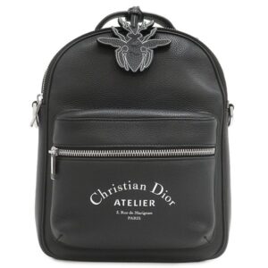 クリスチャン・ディオール Christian Dior 2WAYバッグ アトリエ ショルダーバッグ カーフ ブラック シルバー金具 黒 【中古】中古美品