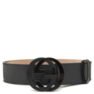 グッチ GUCCI ベルト インターロッキングG #85 インプリメ GGインプリメレザー ブラック ブラック金具 バックル付き 黒 223891 【箱】 【中古】未使用保管品