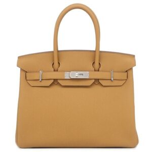 エルメス HERMES ハンドバッグ バーキン30 ヴェルソ トゴ キャラメル×ライム シルバー金具 茶 黄色 バイカラー Y刻印 【中古】