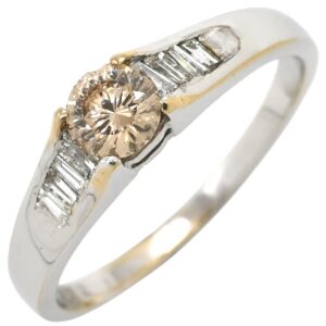 リング 指輪 SI1 ダイヤ 0.380ct ホワイトゴールド K18WG Au750 18K 18金 ファンシーブラウン テーパーカット 13.5号 【中古】中古品