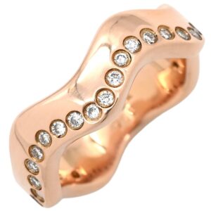 ルジアダ RUGIADA リング 指輪 ピンクゴールド RUGIADA Au750 18K 18金 ダイヤ ウェーブライン 5号 【中古】中古美品