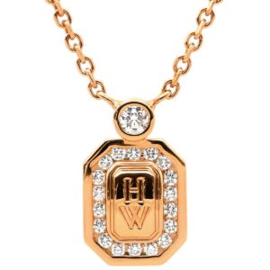 ハリーウィンストン Harry Winston ネックレス HWロゴ ダイヤペンダント ピンクゴールド AU750 18K PG PEDRRD16HWL 【保証書】 【中古】中古美品