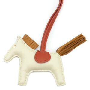 エルメス HERMES バッグチャーム ロデオPM アニョーミロ クレ×セサミ×カーネリアン アイボリー 茶 赤 Y 【中古】