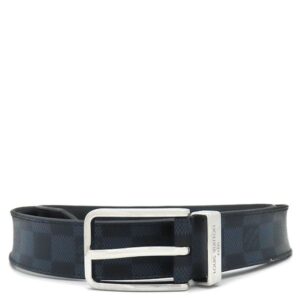 ルイヴィトン LOUIS VUITTON ベルト サンチュール ポンヌフ ベルト 100/40 レザー ダミエコバルトキャンバス ダミエコバルト シルバー金具 青 黒 拡張済み M6067 【中古】