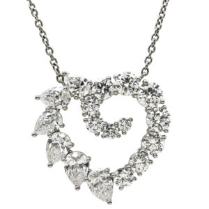 ハリーウィンストン Harry Winston ネックレス オープンクラスター ダイヤ ハート ラージ プラチナシルバー PEDPHSLGOC 【中古】