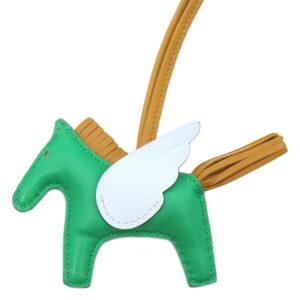 エルメス HERMES バッグチャーム ロデオPM ペガサス アニョーミロ ミント×セサミ×ブルーブリュム 緑 茶 水色 U 【中古】