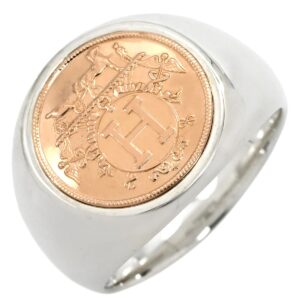 エルメス HERMES リング 指輪 エクスリブリス シュバリエ ピンクゴールドXシルバー #54(JP14) カレッジリング AG925 18K PG 13.5号 【中古】